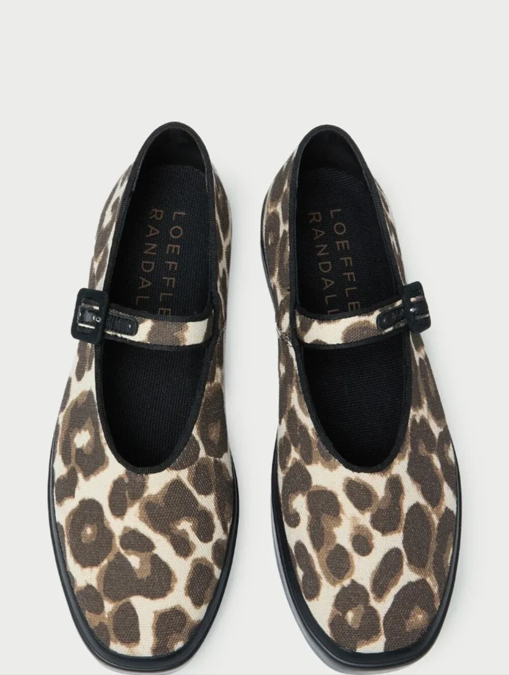 Loeffler Randall Leopard Print Mary Jane Flats with Black Platform